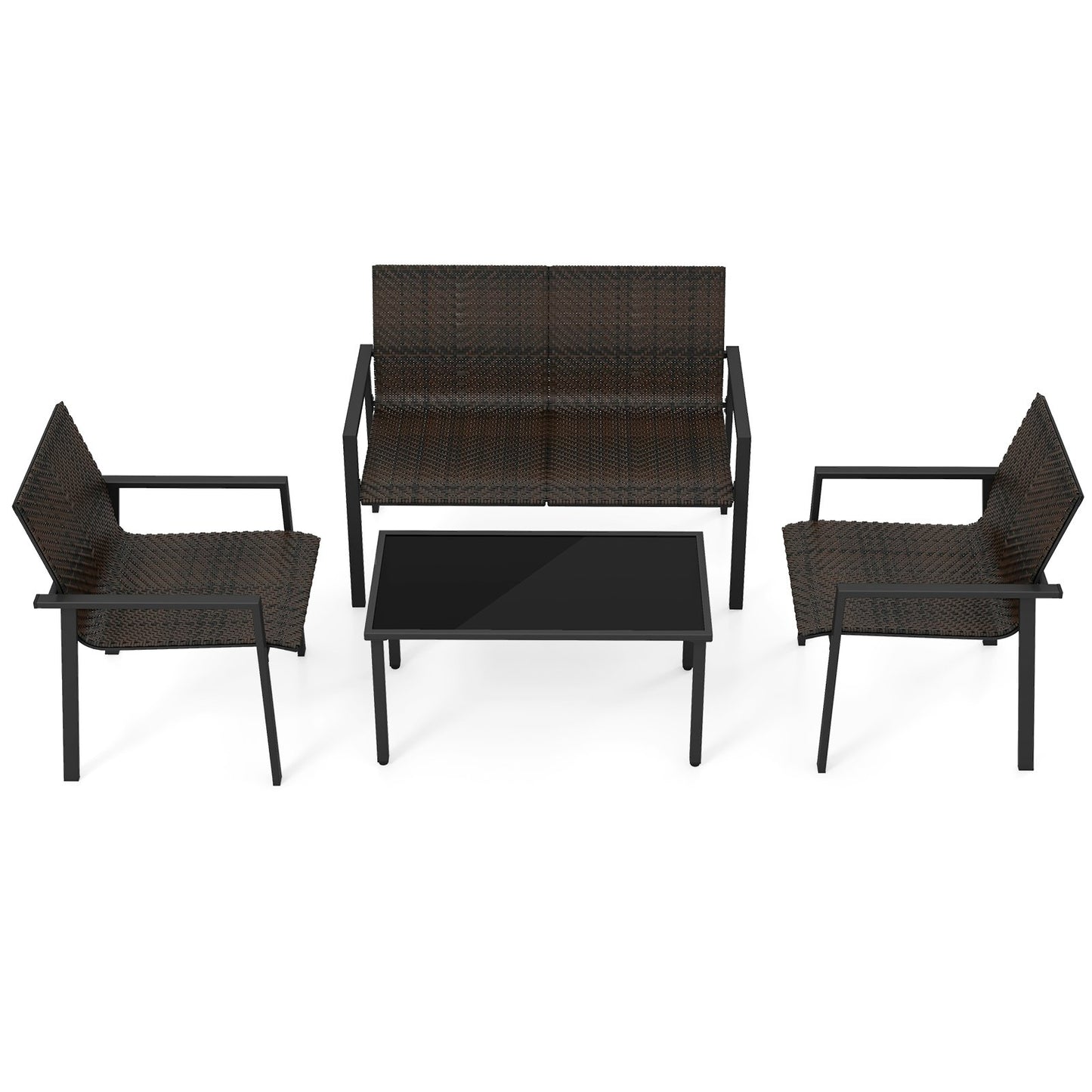 4 Pieces Patio Furniture Set with Heavy Duty Galvanized Metal Frame, Brown Patio Dining Sets   at Gallery Canada