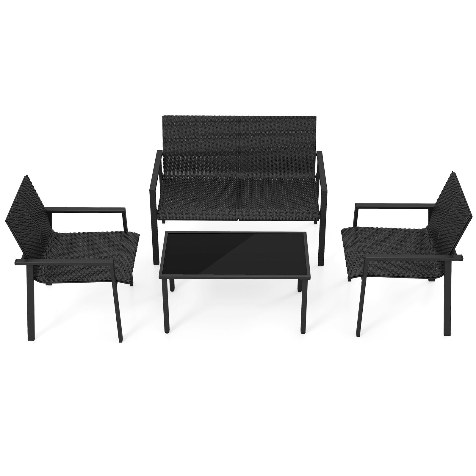 4 Pieces Patio Furniture Set with Heavy Duty Galvanized Metal Frame, Black Patio Dining Sets   at Gallery Canada