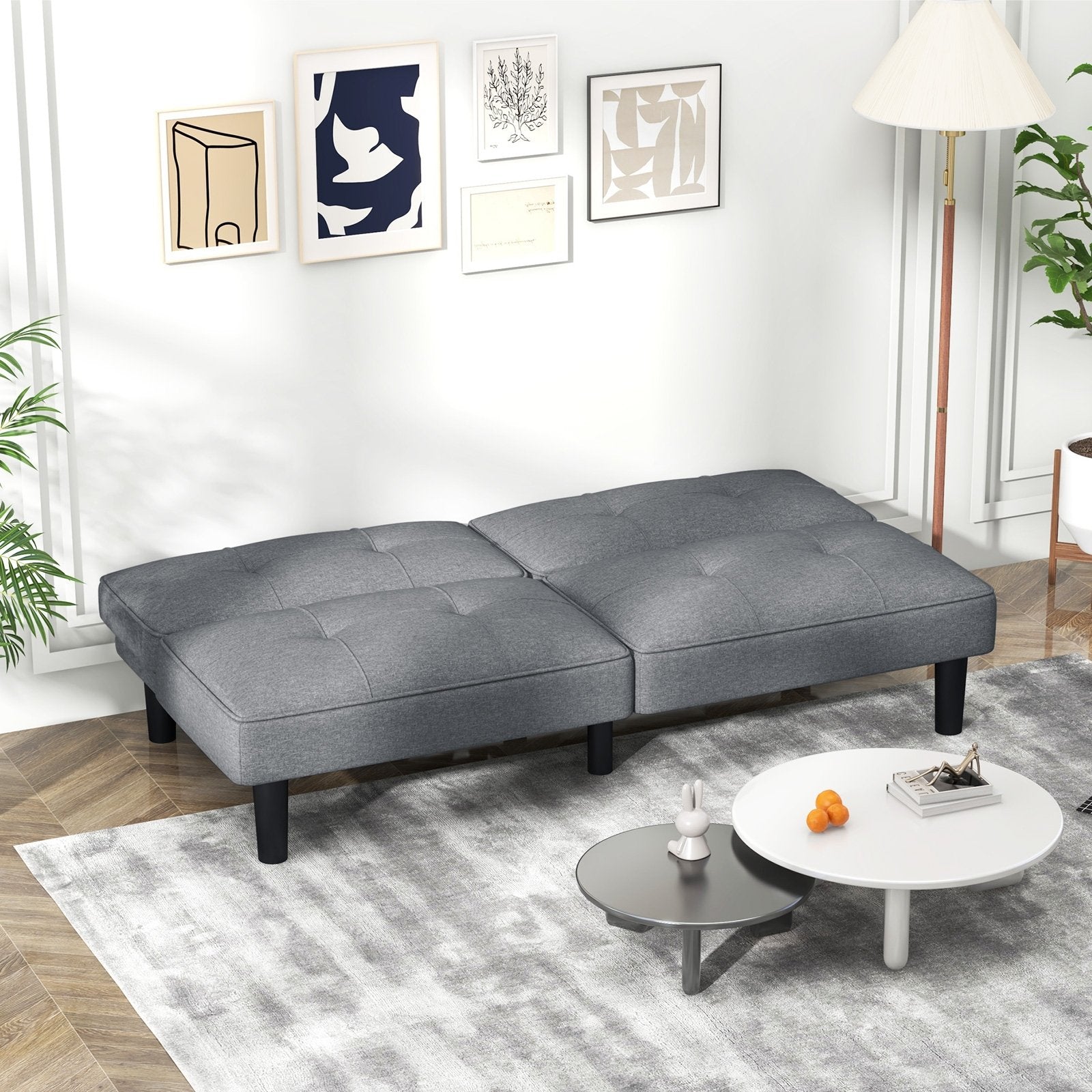 Convertible Folding Futon Sofa Bed with 6-Position Adjustable Backrest, Gray Sofas & Loveseats   at Gallery Canada