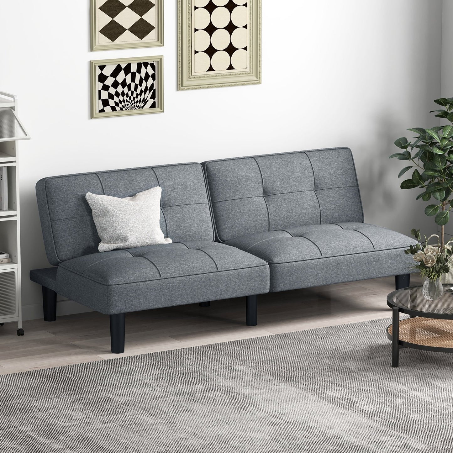 Convertible Folding Futon Sofa Bed with 6-Position Adjustable Backrest, Gray Sofas & Loveseats   at Gallery Canada