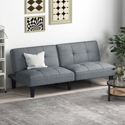 Convertible Folding Futon Sofa Bed with 6-Position Adjustable Backrest, Gray Sofas & Loveseats   at Gallery Canada