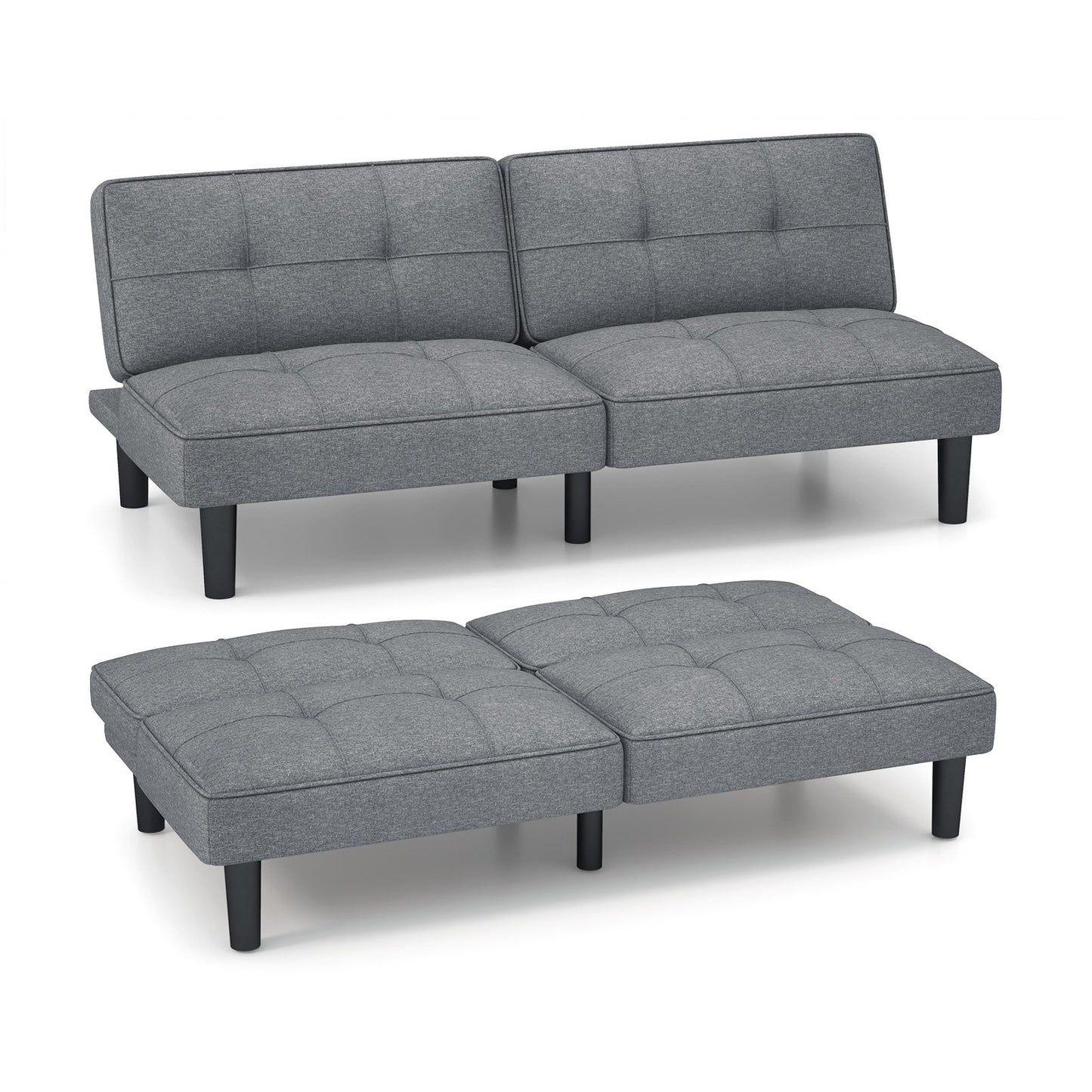 Convertible Folding Futon Sofa Bed with 6-Position Adjustable Backrest, Gray Sofas & Loveseats   at Gallery Canada