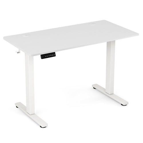 Electric Standing Desk with 3 Memory Height Settings and 2 Hanging Hooks & Cable Management, White