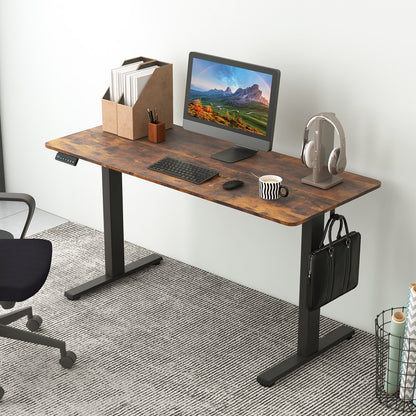 55 x 24 Inches Sit Stand Home Office Desk with 3 Memory Height Settings, Rustic Brown Standing Desks   at Gallery Canada