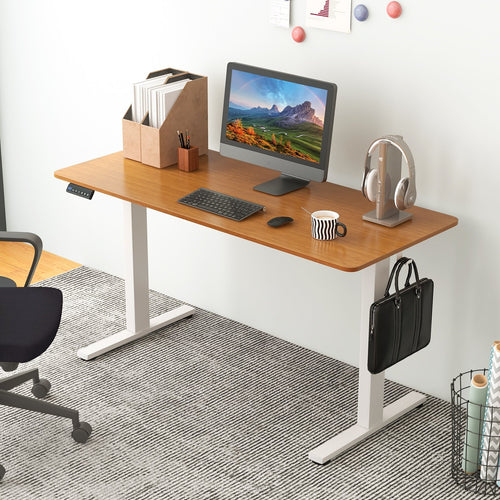 55 x 24 Inches Sit Stand Home Office Desk with 3 Memory Height Settings, Natural