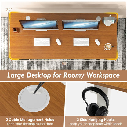 55 x 24 Inches Sit Stand Home Office Desk with 3 Memory Height Settings, Natural Standing Desks   at Gallery Canada