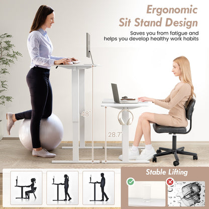 55 x 24 Inches Sit Stand Home Office Desk with 3 Memory Height Settings, White Standing Desks   at Gallery Canada