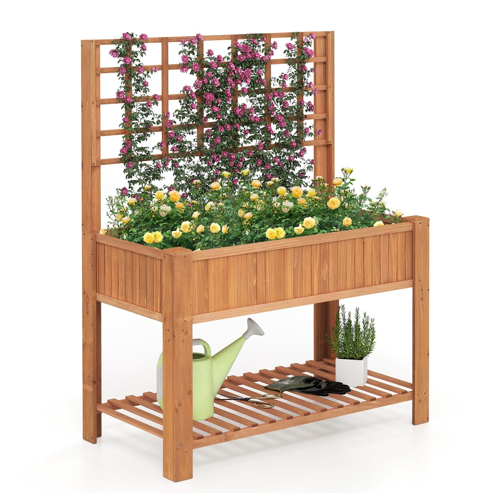 Raised Garden Bed with Trellis Wooden Elevated Planter Box with Legs, Orange Raised Garden Beds Orange at Gallery Canada