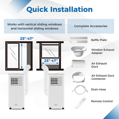 8000 BTU Portable Air Conditioner 3 in 1 AC Unit Fan and Dehumidifier for Rooms up to 250 Sq FT, White Portable Air Conditioners   at Gallery Canada