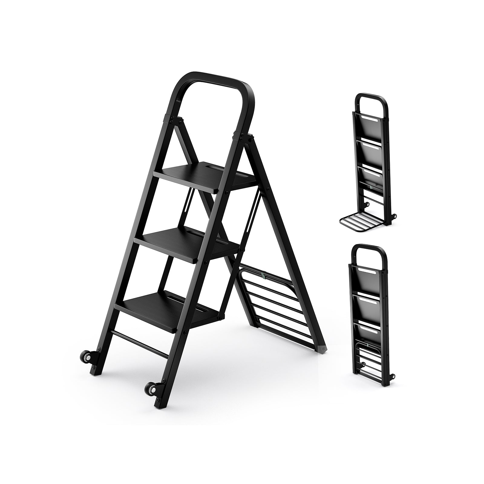 2 in 1 Hand Truck and Ladder Combo with Rubber Wheels Handle for Warehouse Garage Home, Black Sheds & Outdoor Storage at Gallery Canada