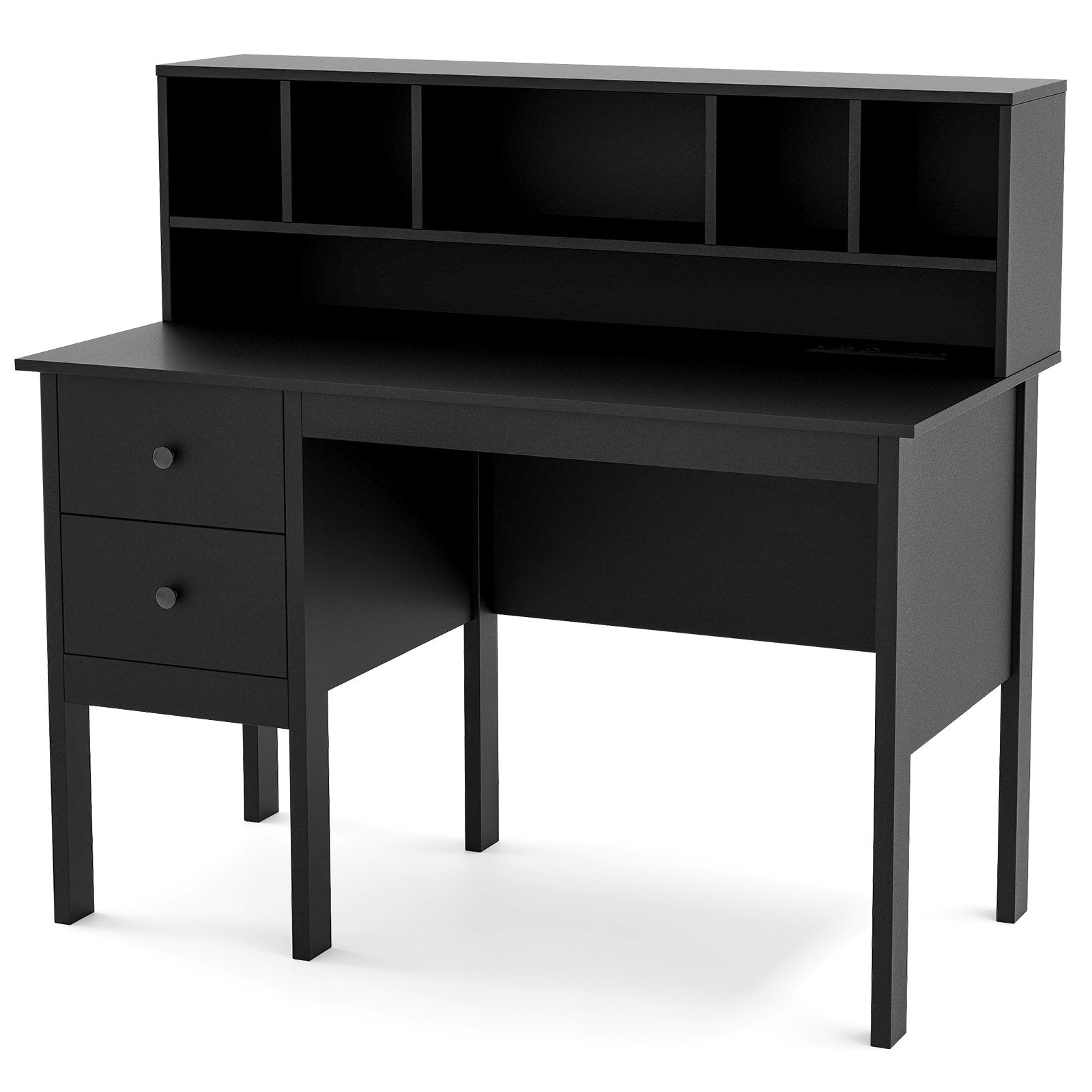 48 Inch Computer Desk with Drawers Power Outlets, Black Computer Desks   at Gallery Canada