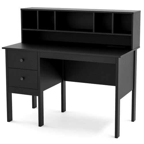 48 Inch Computer Desk with Drawers Power Outlets, Black