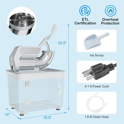 300W Commercial Ice Crusher with Dual Blades and Safety Switch, Gray Ice Crushers & Shavers   at Gallery Canada