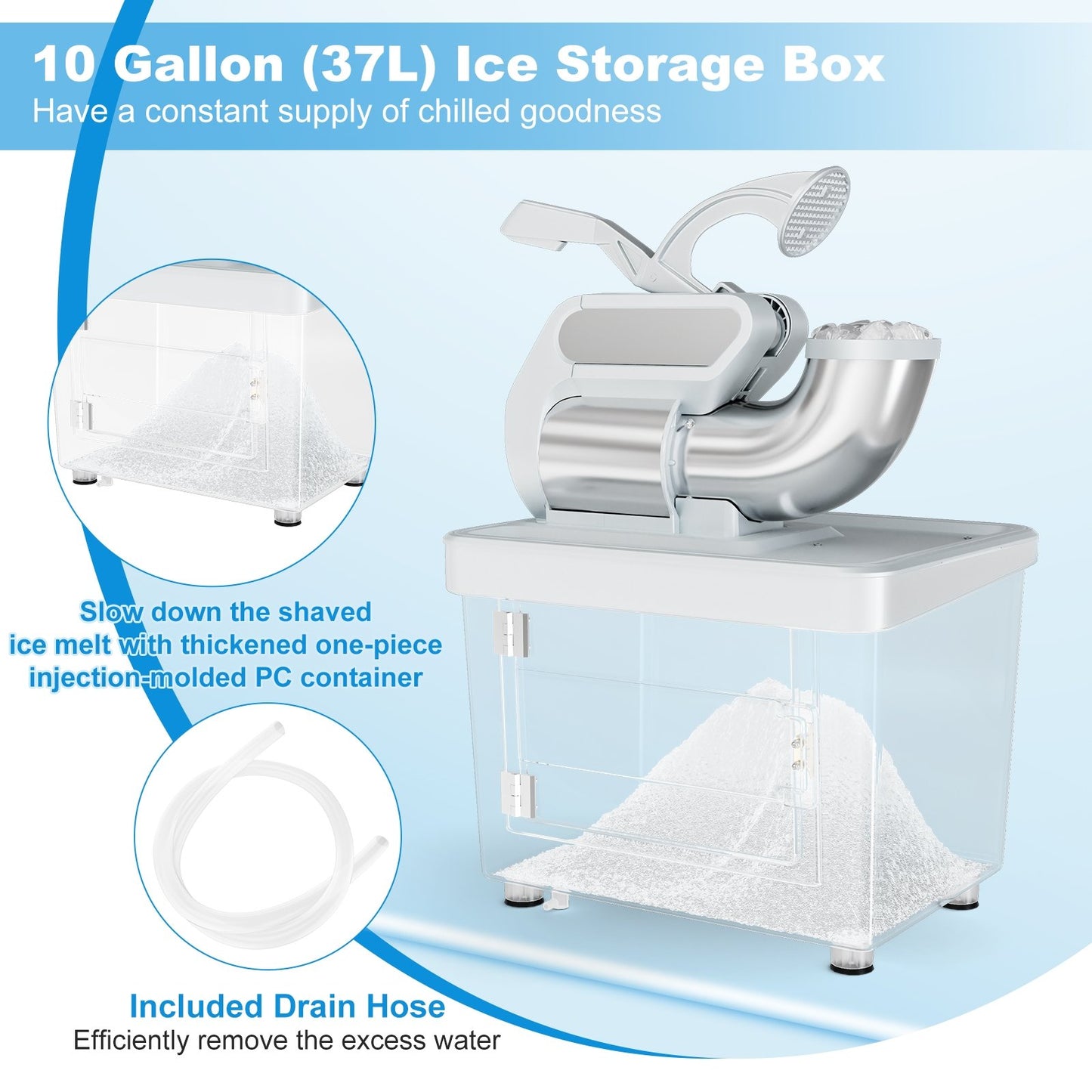 300W Commercial Ice Crusher with Dual Blades and Safety Switch, Gray Ice Crushers & Shavers   at Gallery Canada