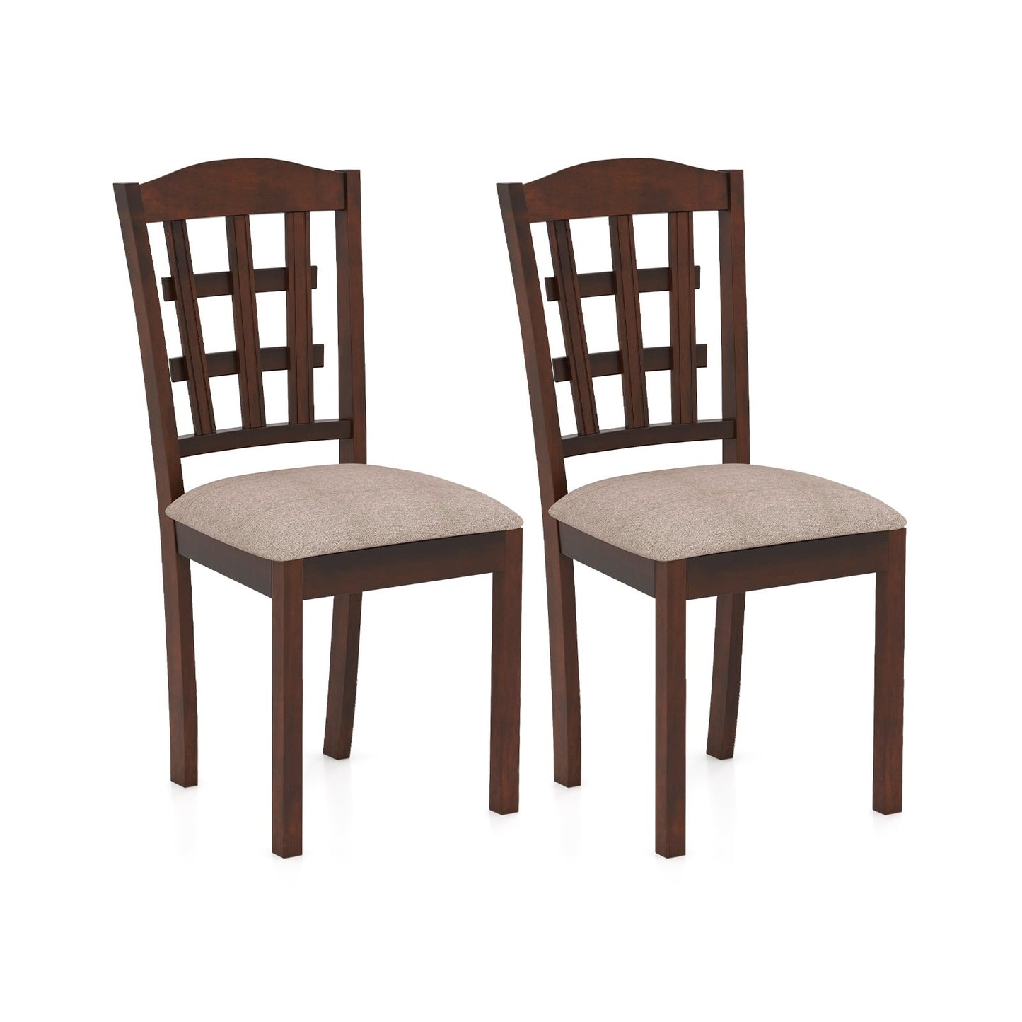 Set of 2 Wood Kitchen Chairs with Faux Leather Upholstered Seat, Coffee Dining Chairs   at Gallery Canada