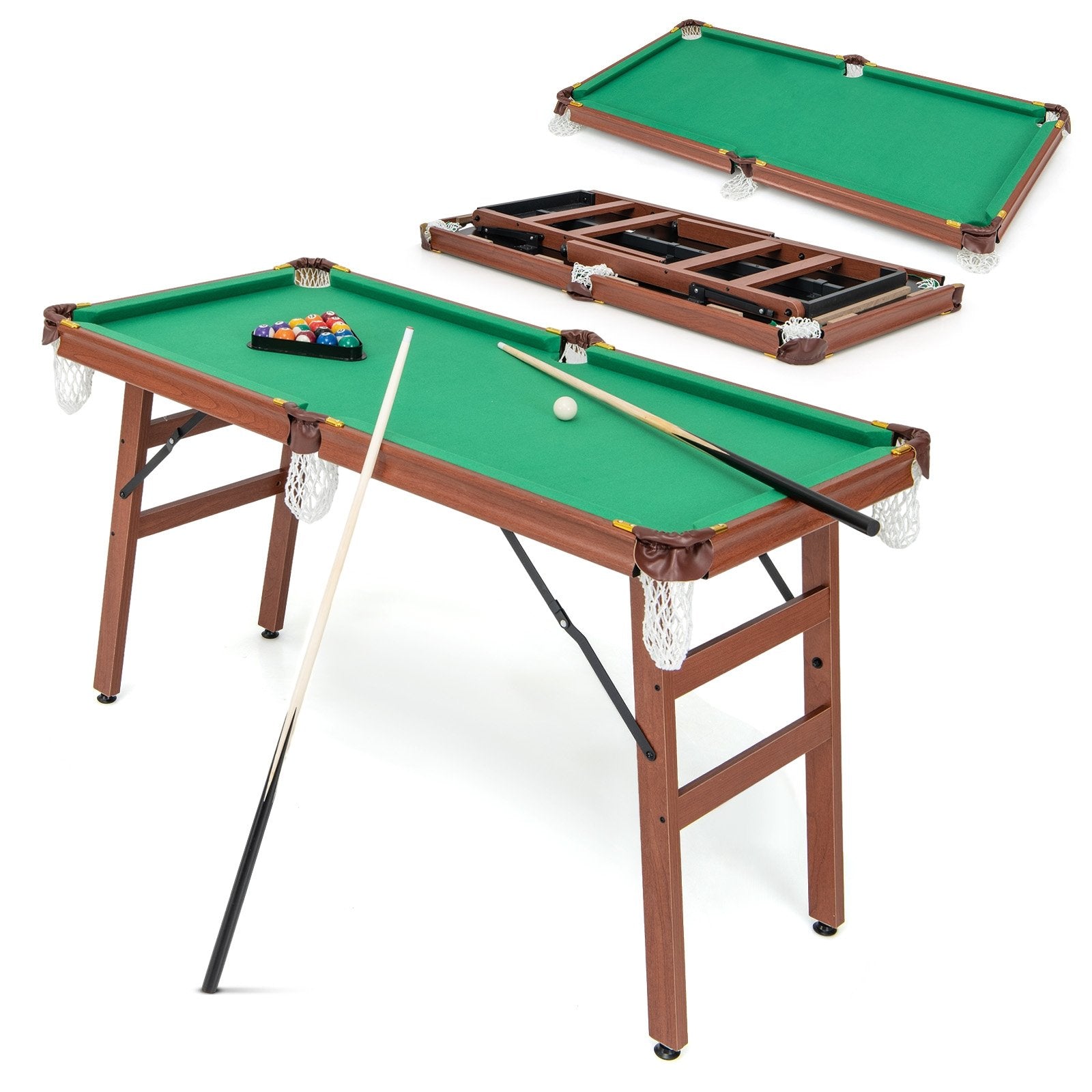 Folding Portable Billiards Table Game Set with Adjustable Foot Levelers, Multicolor Game Room   at Gallery Canada