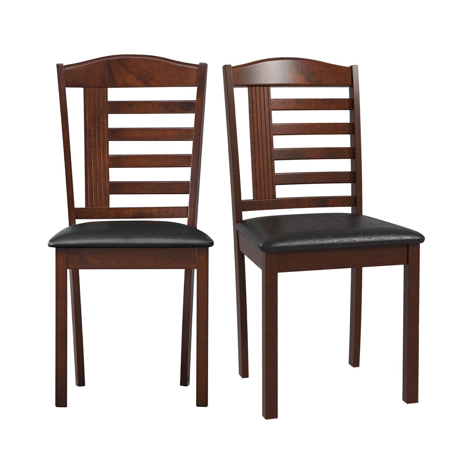 Set of 2 Wood Kitchen Chairs with Faux Leather Upholstered Seat, Black Dining Chairs   at Gallery Canada