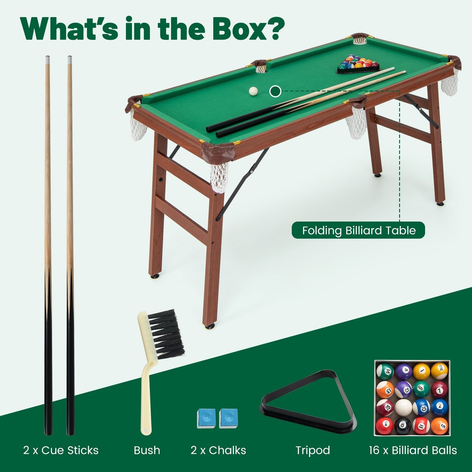 Folding Portable Billiards Table Game Set with Adjustable Foot Levelers, Multicolor Game Room   at Gallery Canada