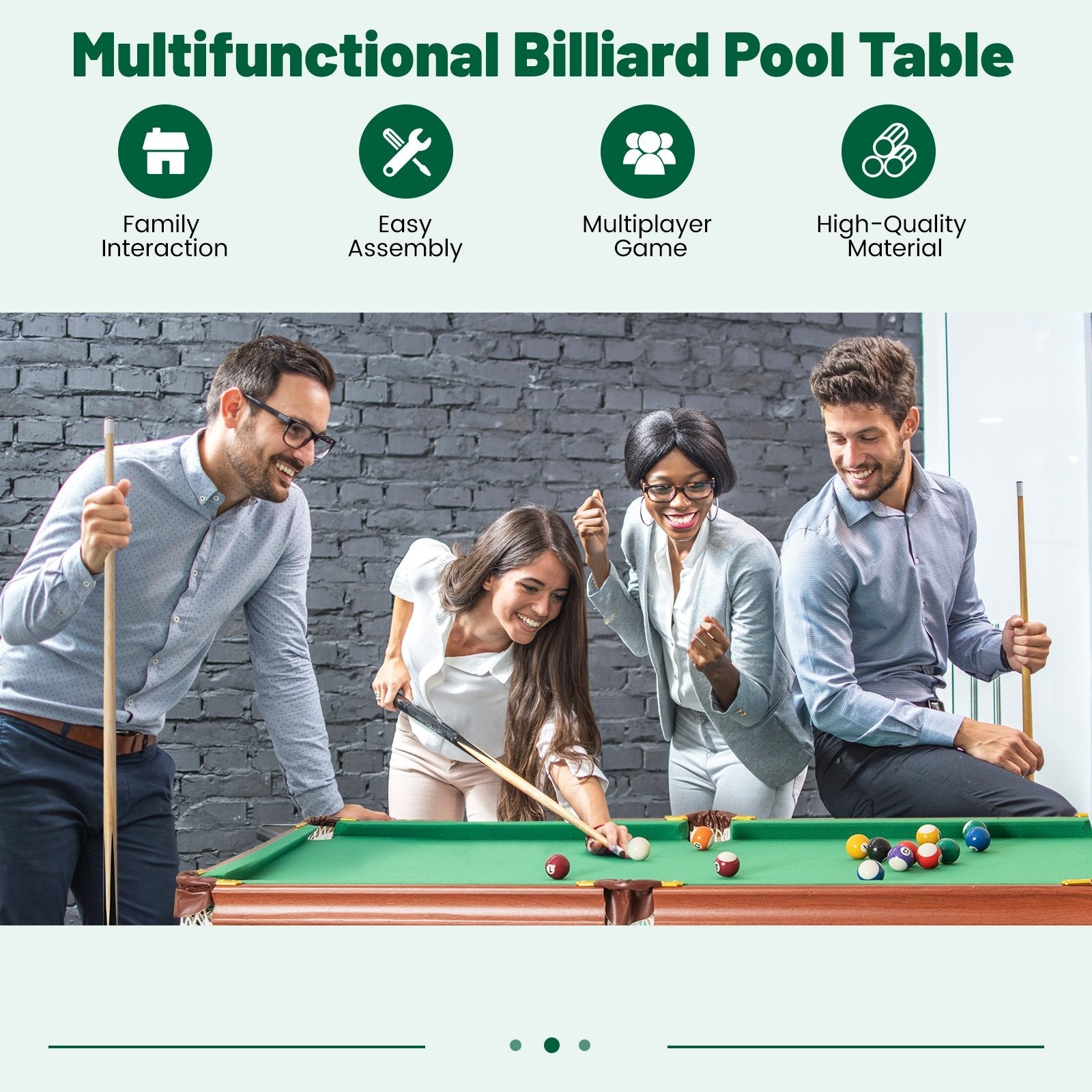 Folding Portable Billiards Table Game Set with Adjustable Foot Levelers, Multicolor Game Room   at Gallery Canada