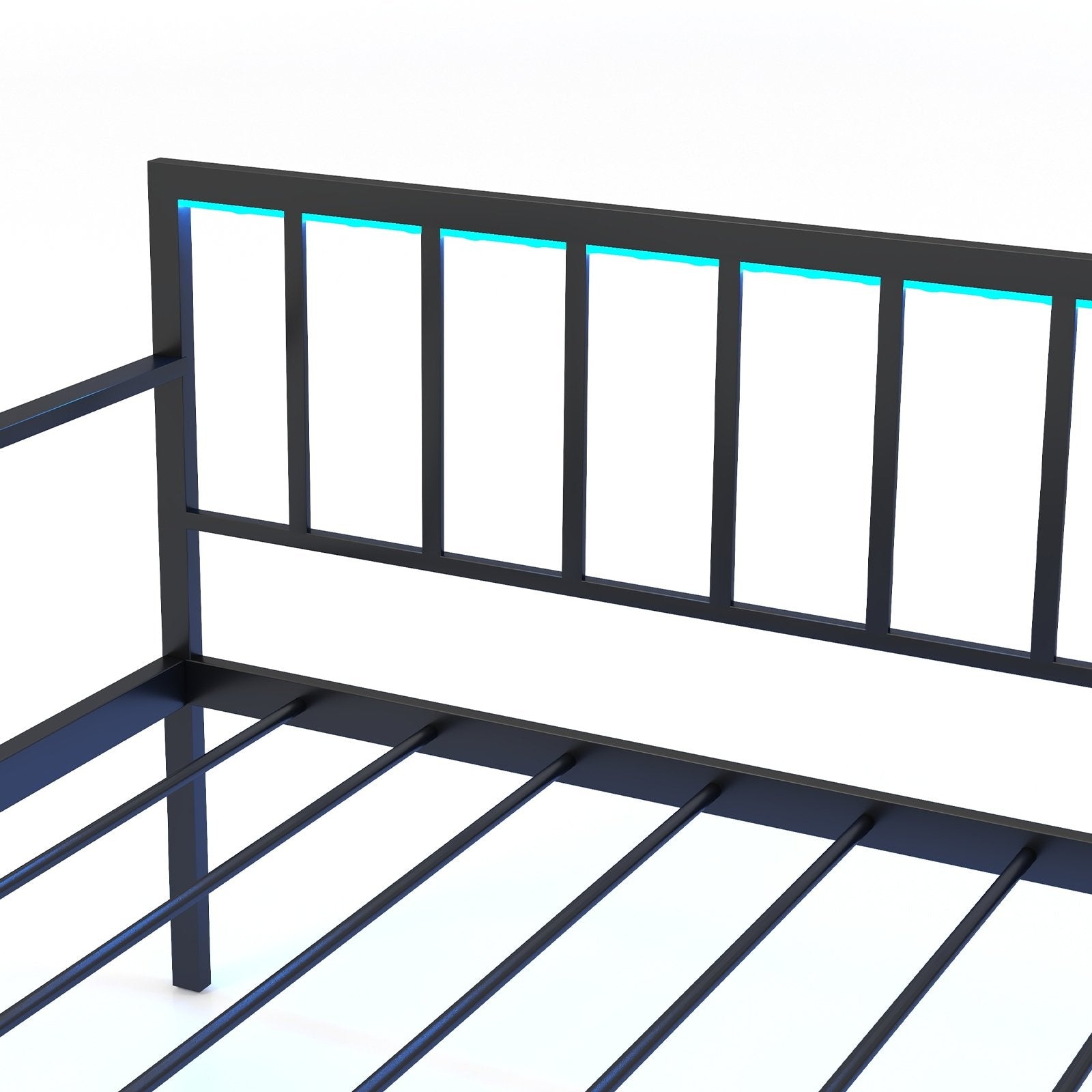 Twin Daybed with Charging Station and LED Lights, Black Trundle Bed Frame   at Gallery Canada