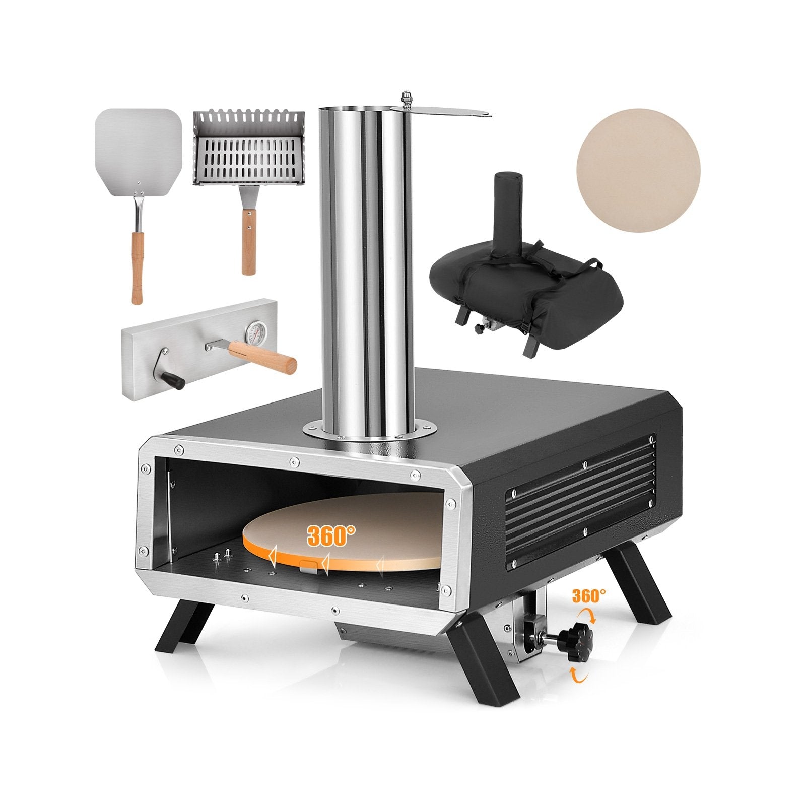 Outdoor Pizza Oven Portable Wood Pellet Pizza Stove with 12 Inch Round Rotatable Pizza Stone Outdoor Grills   at Gallery Canada