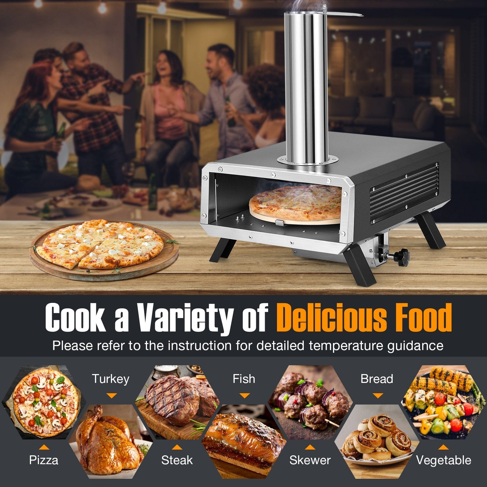 Outdoor Pizza Oven Portable Wood Pellet Pizza Stove with 12 Inch Round Rotatable Pizza Stone Outdoor Grills   at Gallery Canada