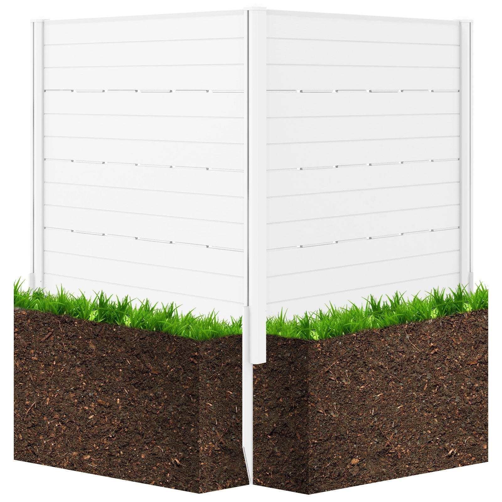 Outdoor Privacy Fence Screen with 5 Ground Stakes for Garden Yard Patio, White    at Gallery Canada