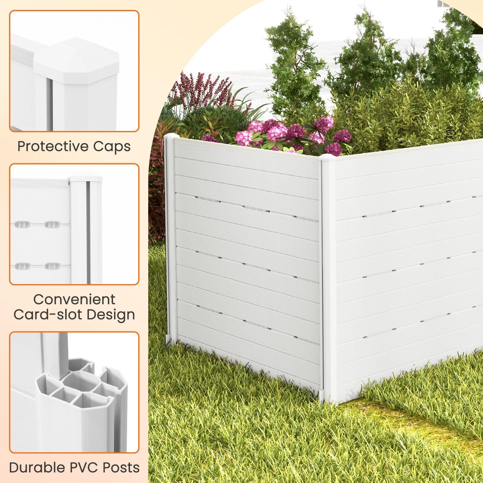 Outdoor Privacy Fence Screen with 5 Ground Stakes for Garden Yard Patio, White    at Gallery Canada