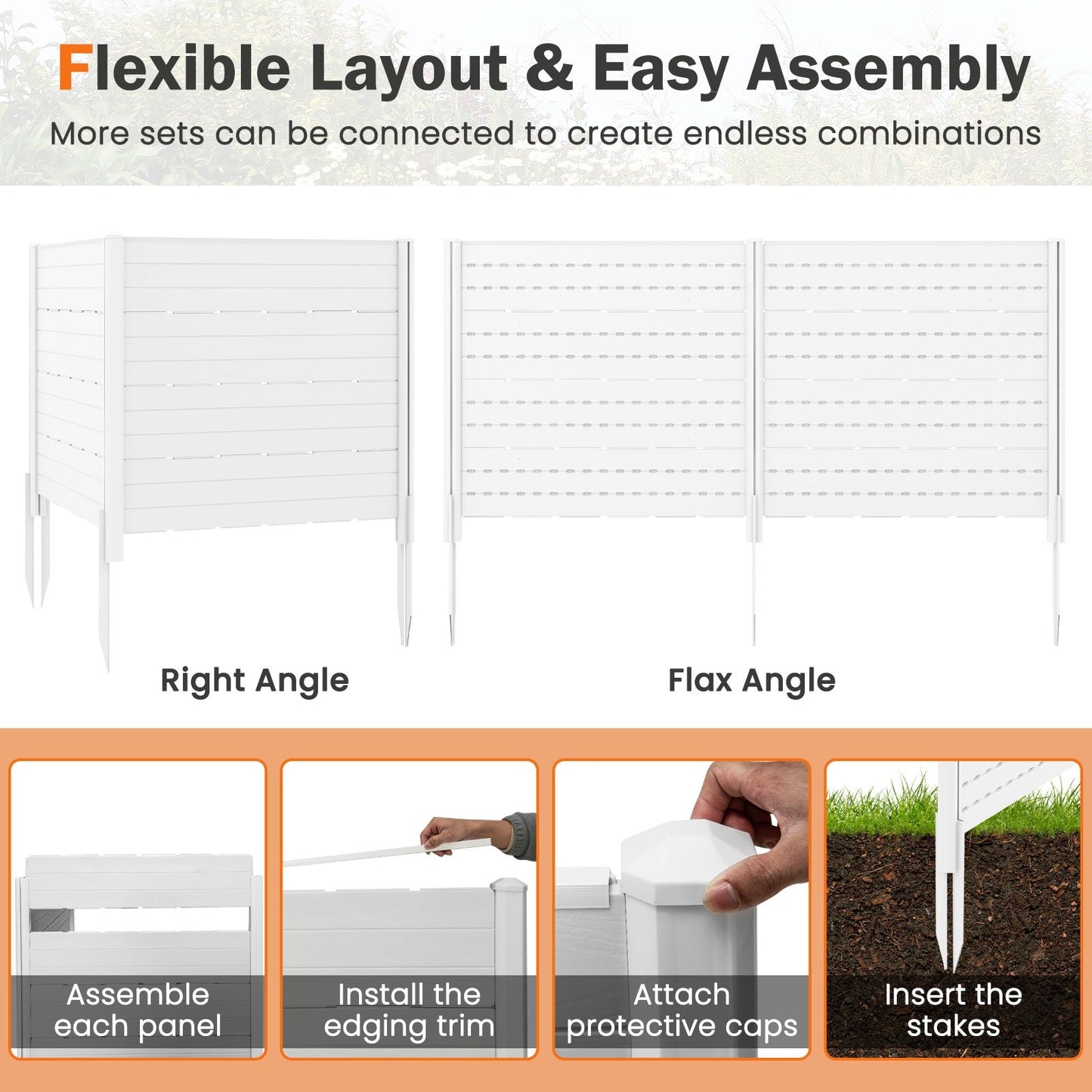 Outdoor Privacy Fence Screen with 5 Ground Stakes for Garden Yard Patio, White    at Gallery Canada