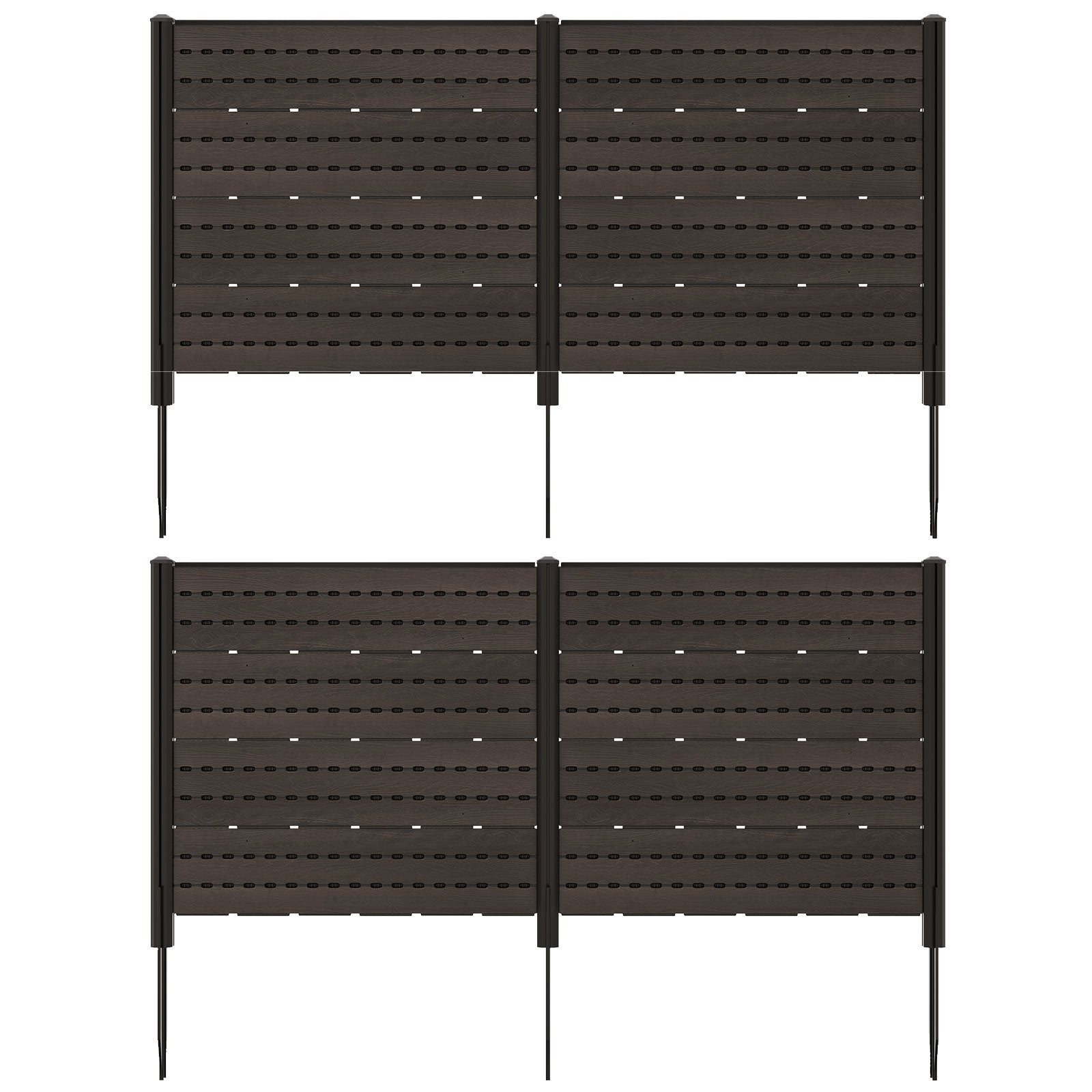 Outdoor Privacy Fence Screen with 5 Ground Stakes for Garden Yard Patio, Brown    at Gallery Canada