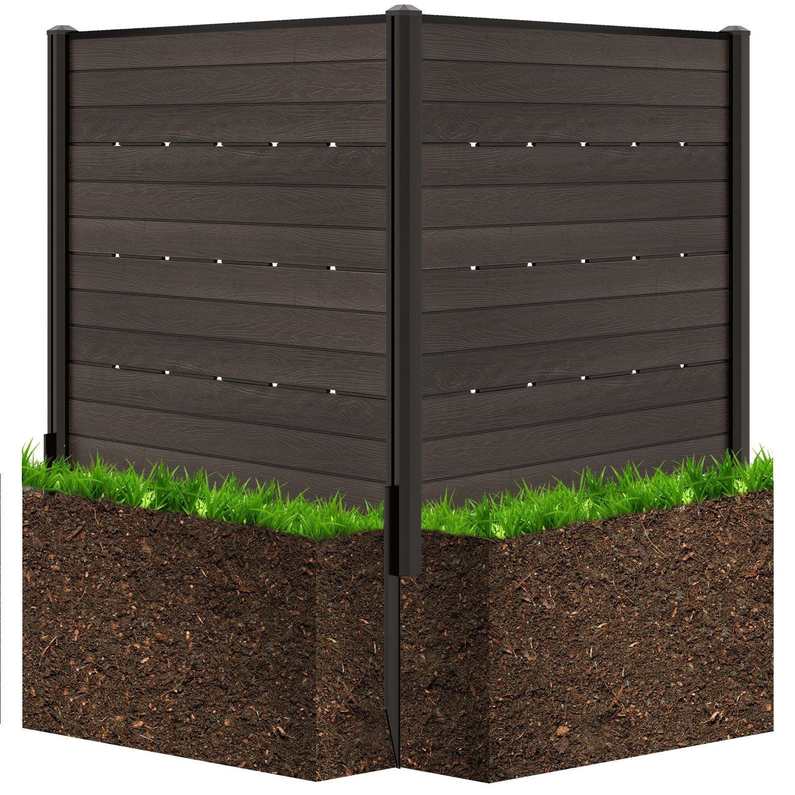 Outdoor Privacy Fence Screen with 5 Ground Stakes for Garden Yard Patio, Brown    at Gallery Canada