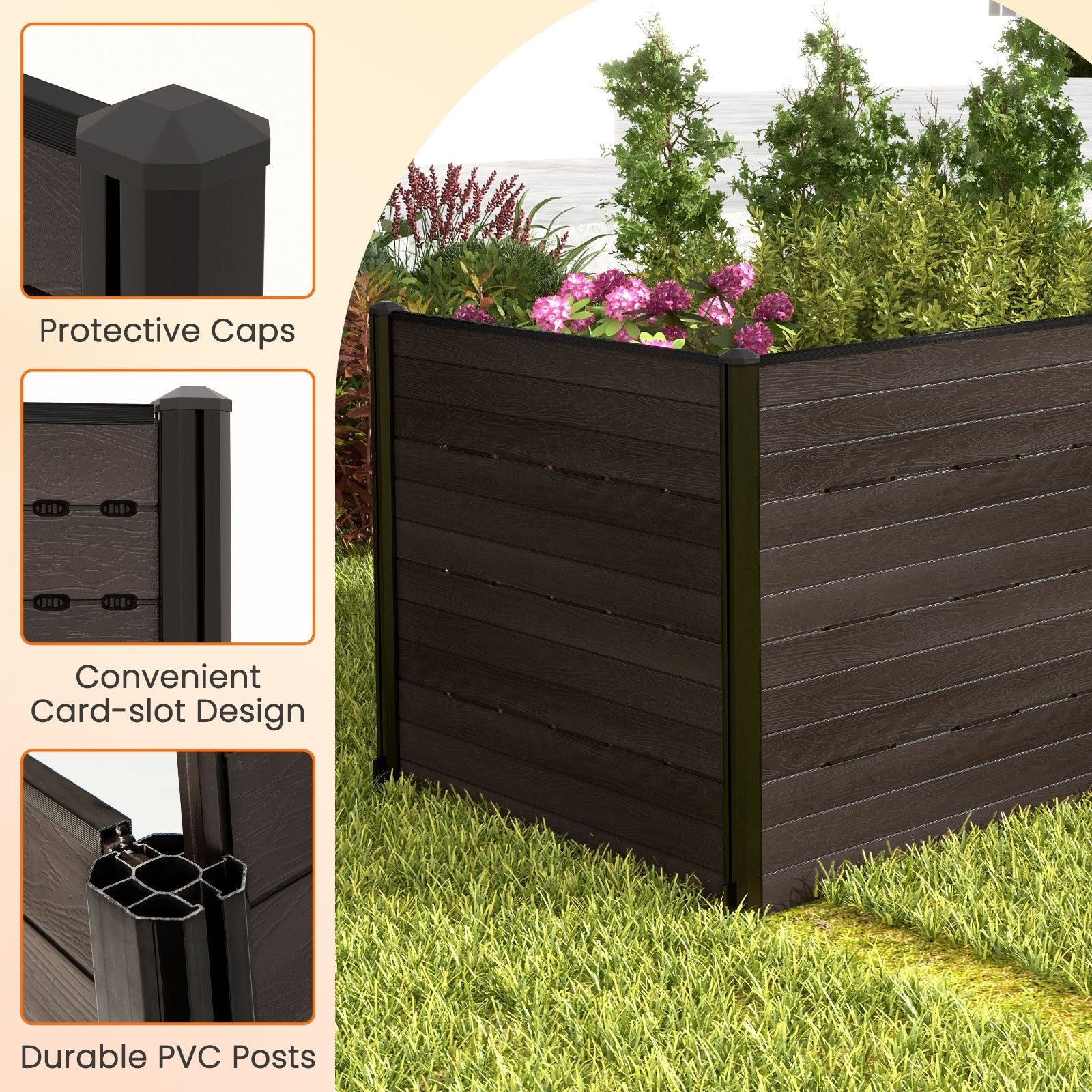 Outdoor Privacy Fence Screen with 5 Ground Stakes for Garden Yard Patio, Brown    at Gallery Canada