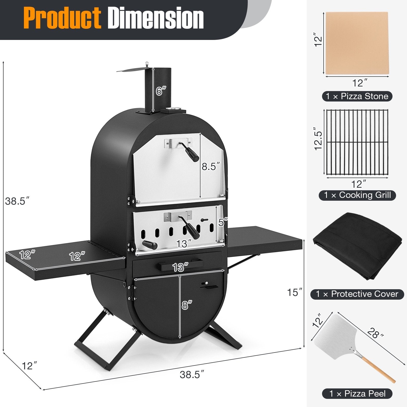 Outdoor Pizza Oven with 600D Oxford Fabric Cover  12