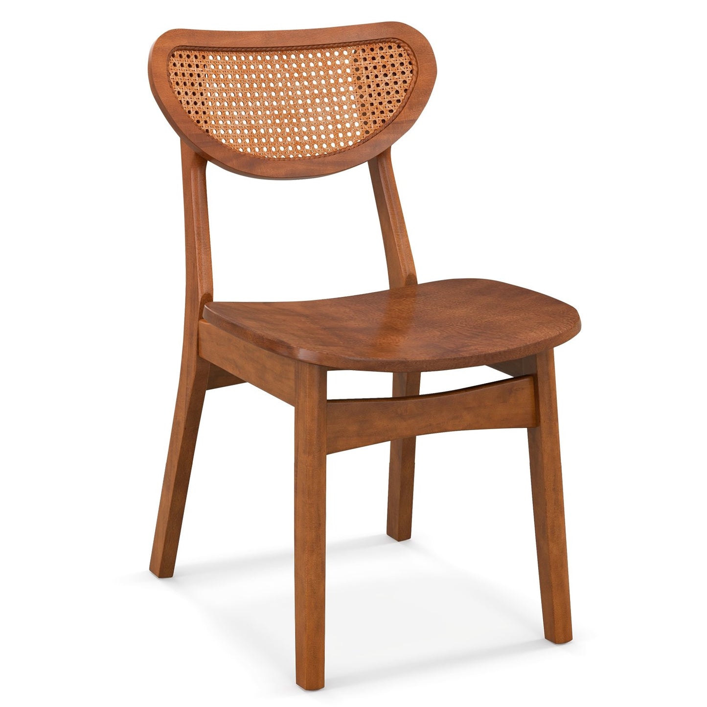 Wooden Dining Chair Set of 2 with Breathable Mesh Cane Backrest, Walnut - Gallery Canada