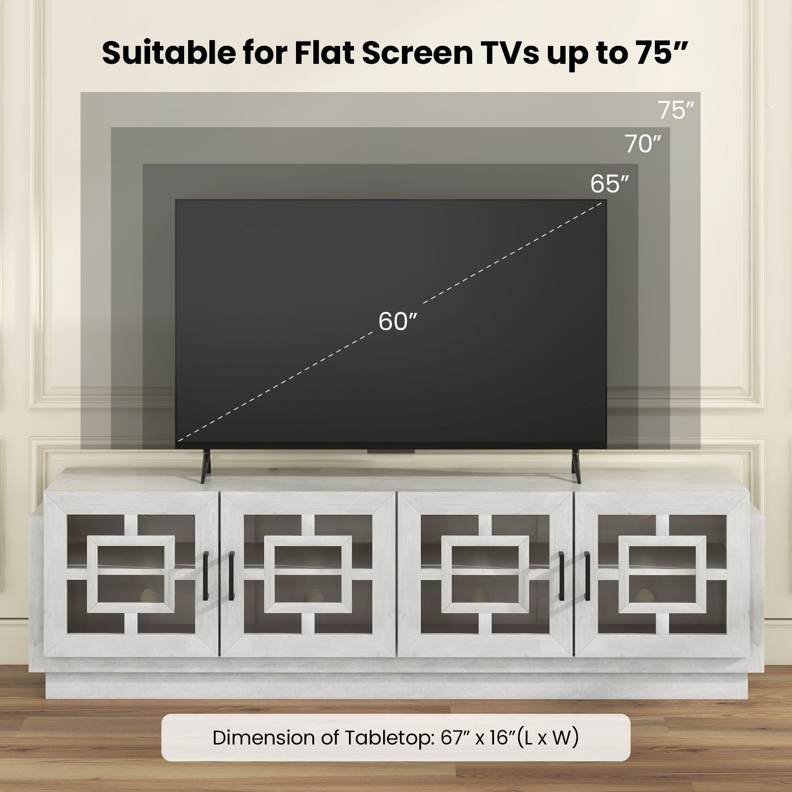 4-Door TV Stand for TVs up to 75