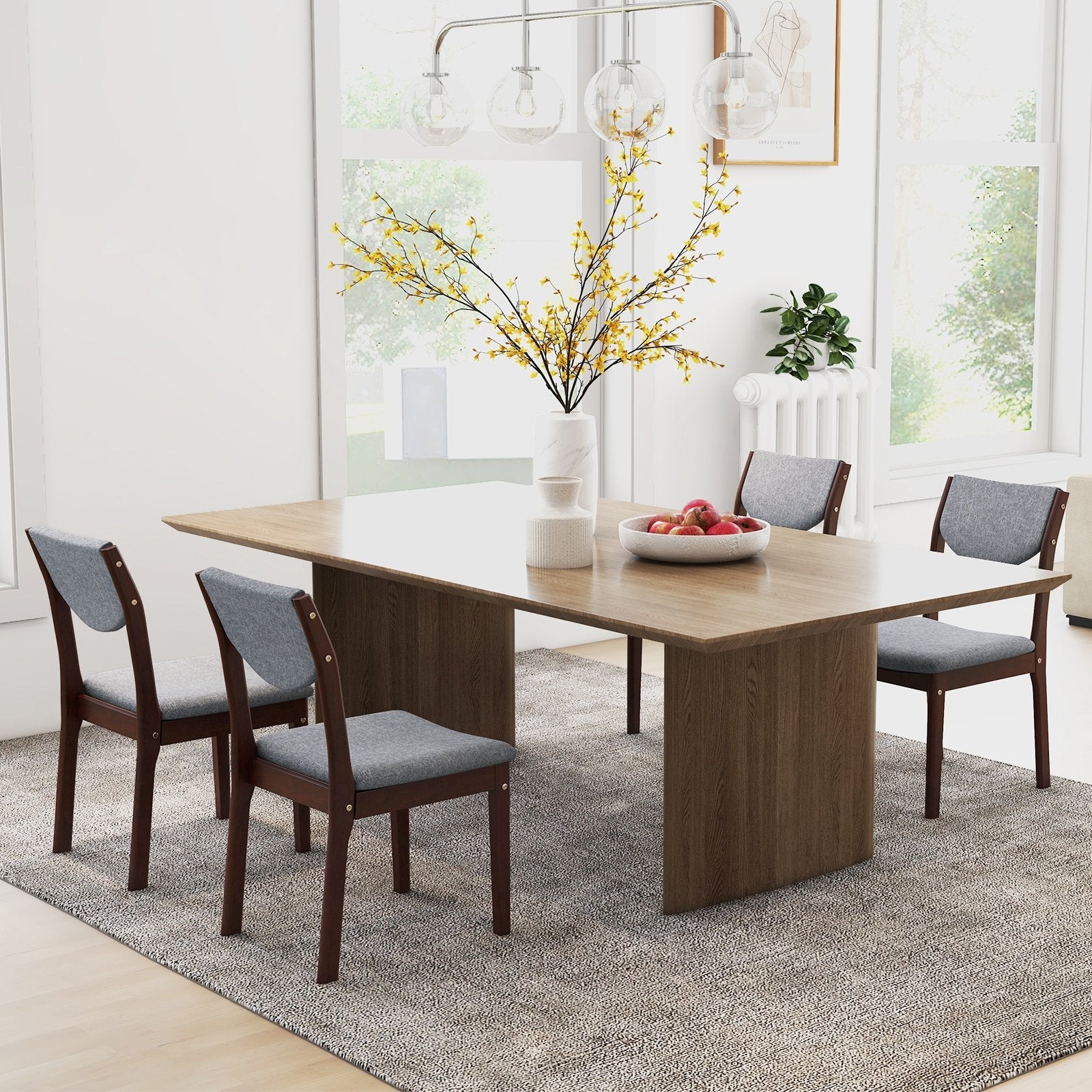 Set of 2 Wood Kitchen Chairs with Faux Leather Upholstered Seat, Gray Dining Chairs   at Gallery Canada