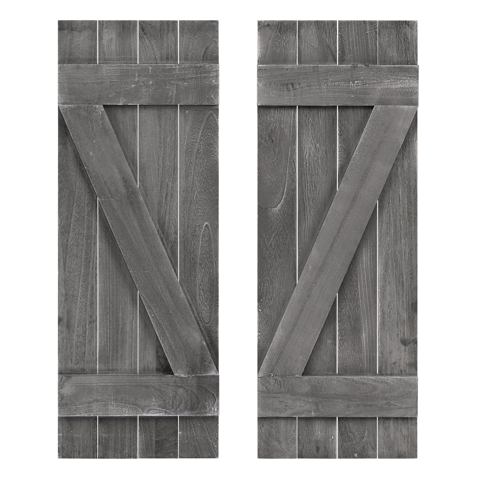 36 x 13 Inch Farmhouse Paulownia Wood Window Shutters Set of 2 for Windows, Dark Gray Decorative Accessories   at Gallery Canada