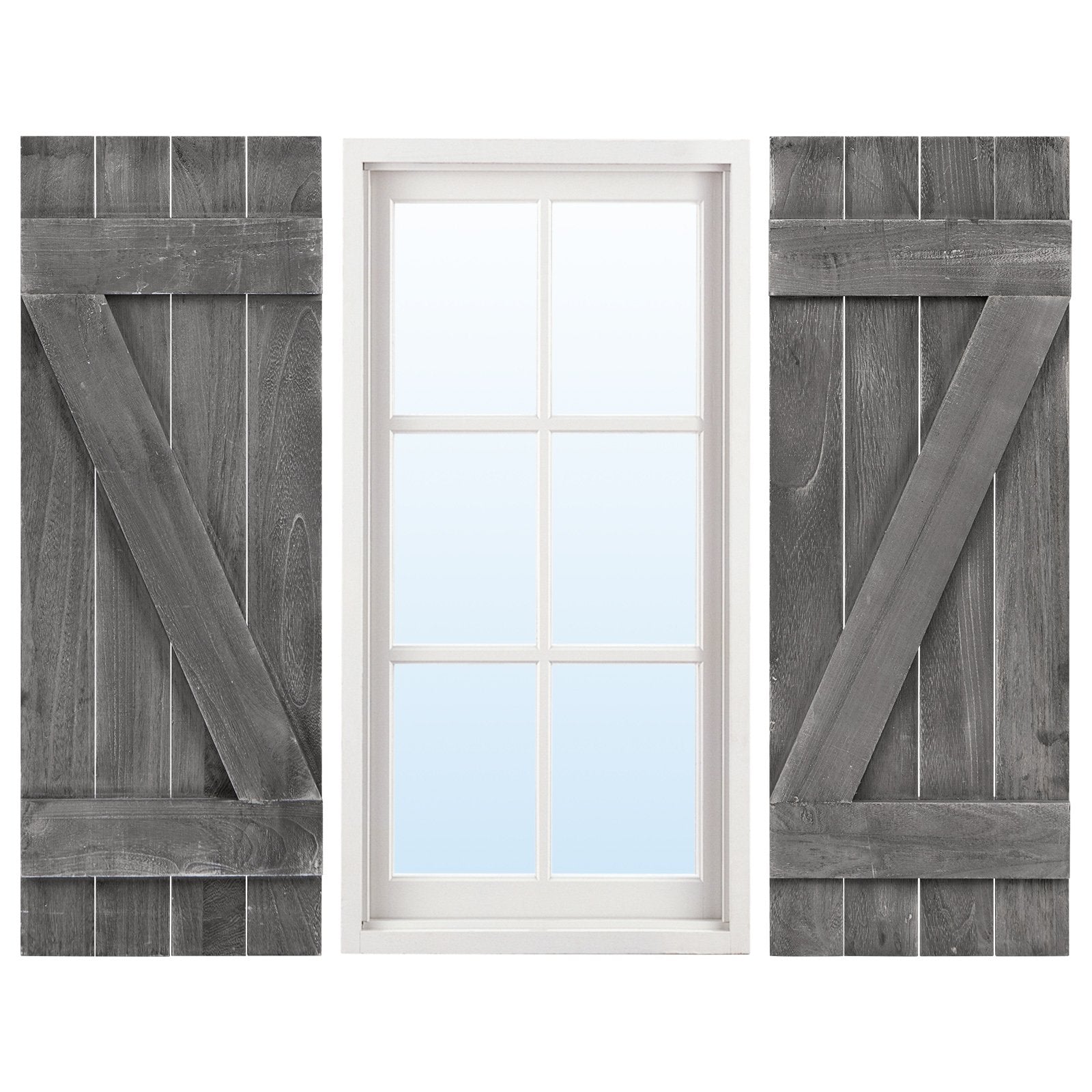 36 x 13 Inch Farmhouse Paulownia Wood Window Shutters Set of 2 for Windows, Dark Gray Decorative Accessories   at Gallery Canada