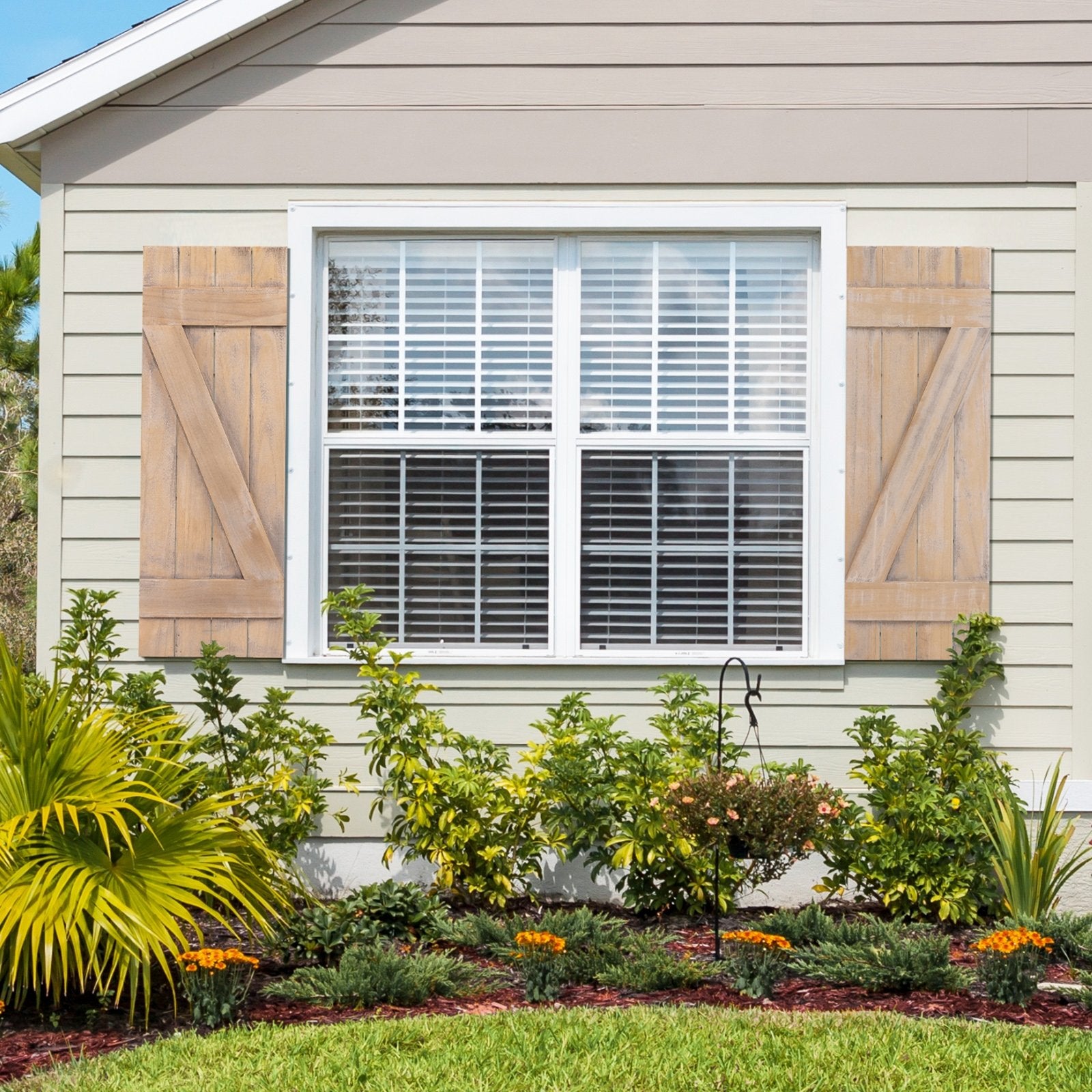 36 x 13 Inch Farmhouse Paulownia Wood Window Shutters Set of 2 for Windows, Light Brown Decorative Accessories   at Gallery Canada