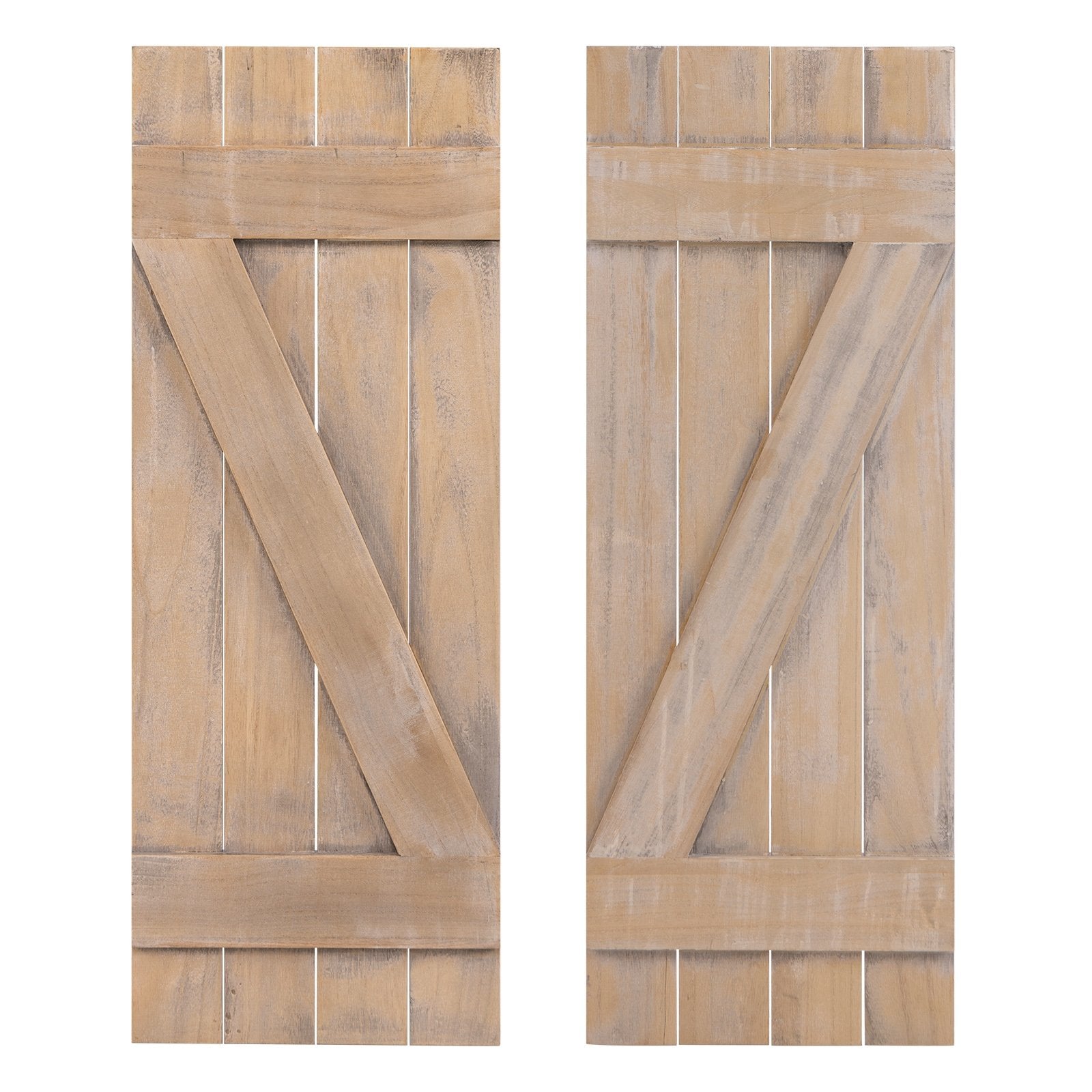 36 x 13 Inch Farmhouse Paulownia Wood Window Shutters Set of 2 for Windows, Light Brown Decorative Accessories   at Gallery Canada