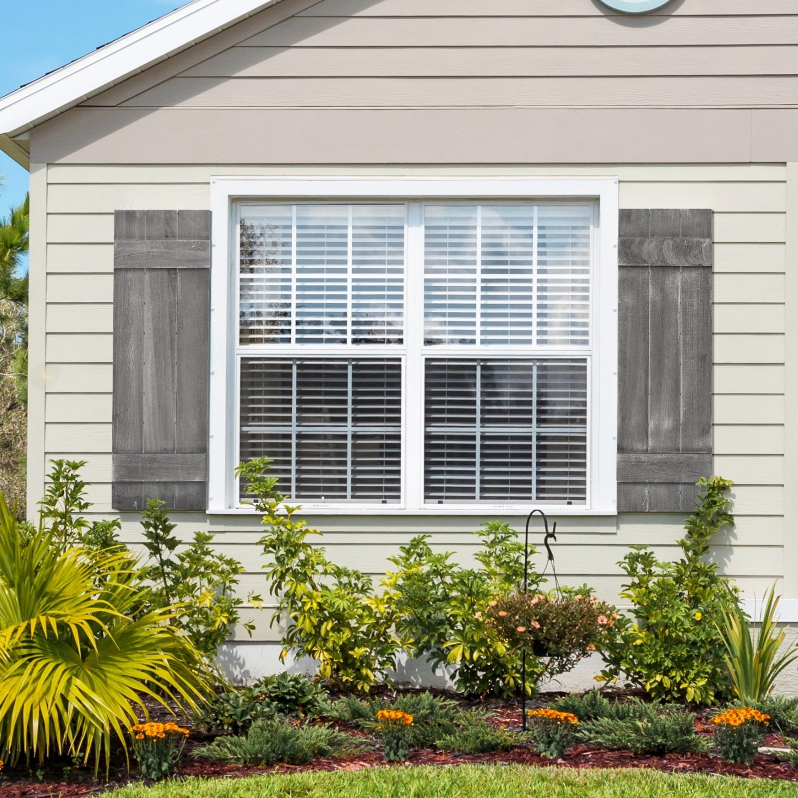 36 x 11 Inch Farmhouse Paulownia Wood Window Shutters Set of 2 for Windows, Dark Gray Decorative Accessories   at Gallery Canada