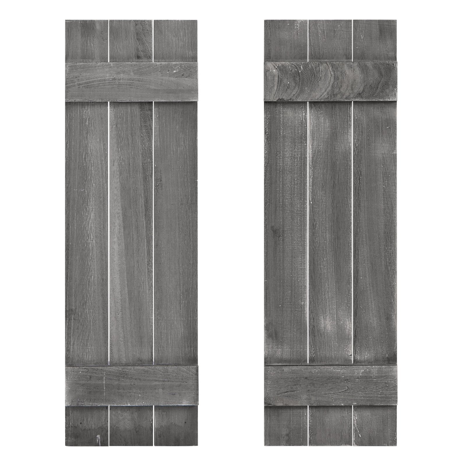 36 x 11 Inch Farmhouse Paulownia Wood Window Shutters Set of 2 for Windows, Dark Gray Decorative Accessories   at Gallery Canada