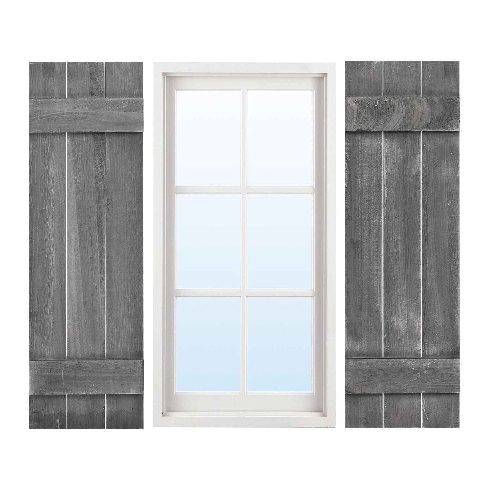 36 x 11 Inch Farmhouse Paulownia Wood Window Shutters Set of 2 for Windows, Dark Gray Decorative Accessories   at Gallery Canada