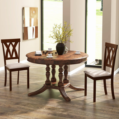 Set of 2 Wood Kitchen Chairs with Faux Leather Upholstered Seat, Beige Dining Chairs   at Gallery Canada