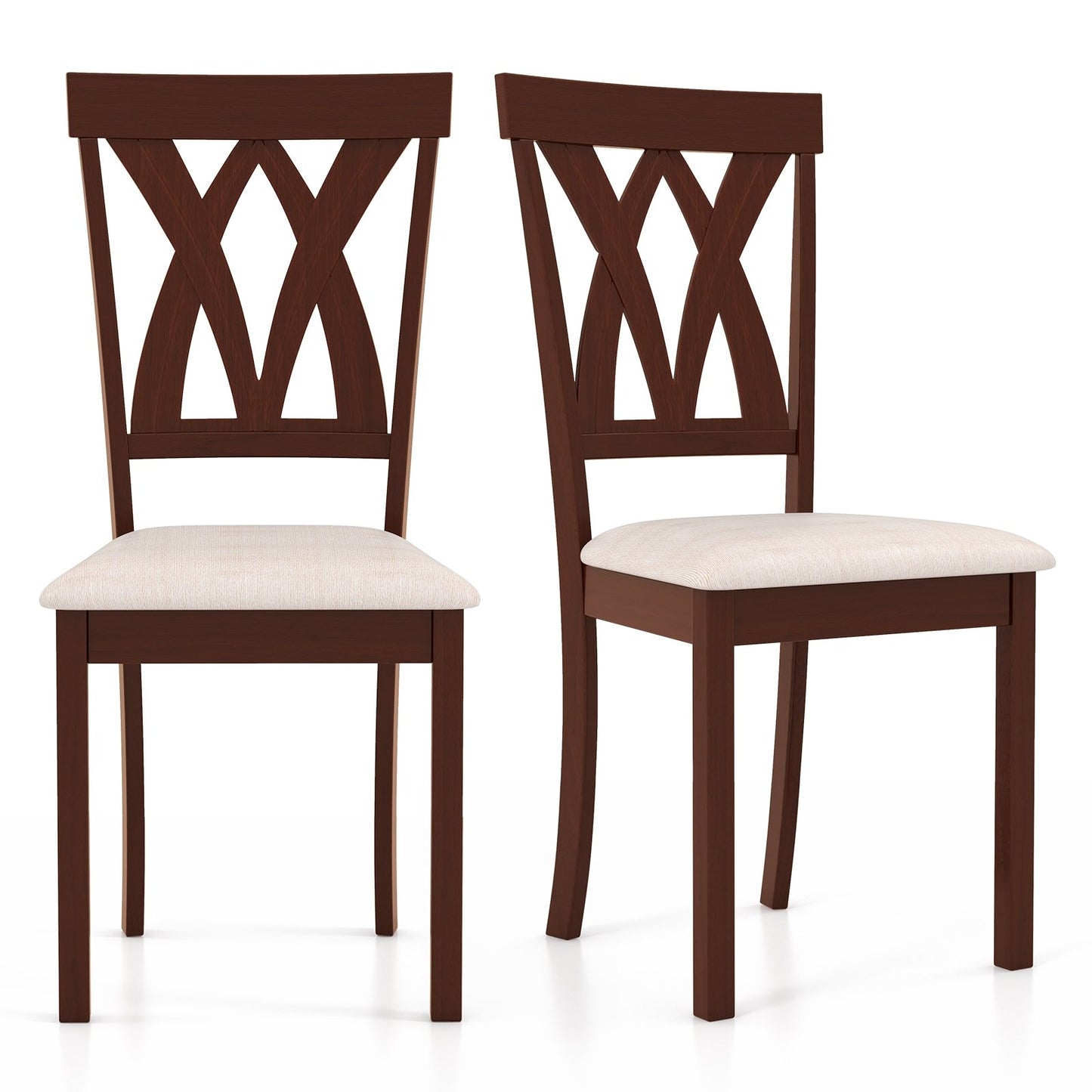 Set of 2 Wood Kitchen Chairs with Faux Leather Upholstered Seat, Beige Dining Chairs   at Gallery Canada