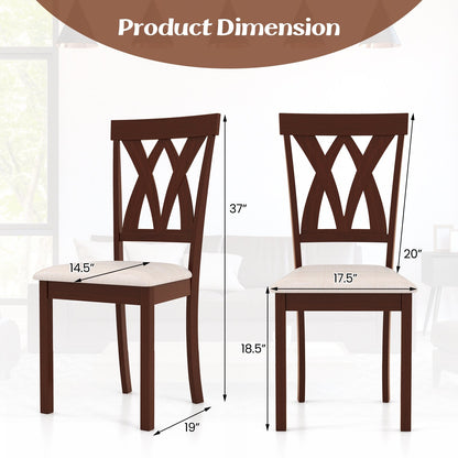 Set of 2 Wood Kitchen Chairs with Faux Leather Upholstered Seat, Beige Dining Chairs   at Gallery Canada