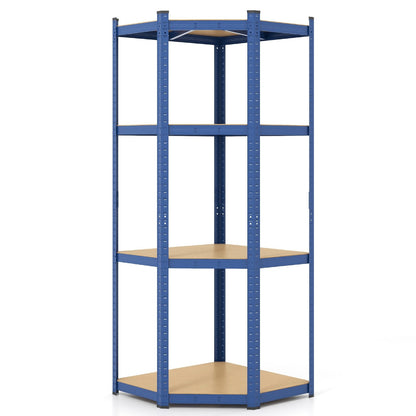 4-Tier Corner Shelving Unit Adjustable Garage Storage Utility Rack for Warehouse, Blue Garages   at Gallery Canada