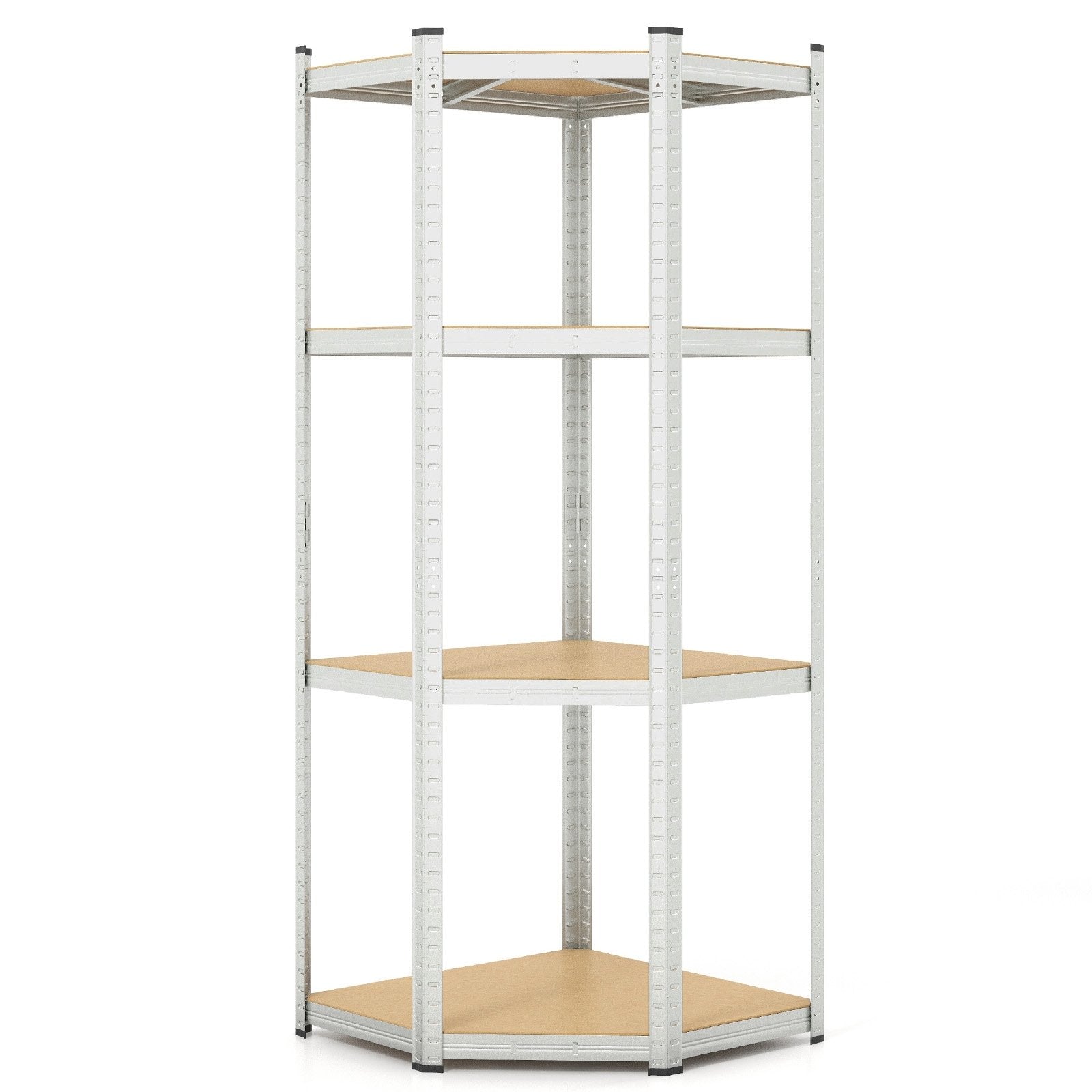 4-Tier Corner Shelving Unit Adjustable Garage Storage Utility Rack for Warehouse, Silver Garages   at Gallery Canada