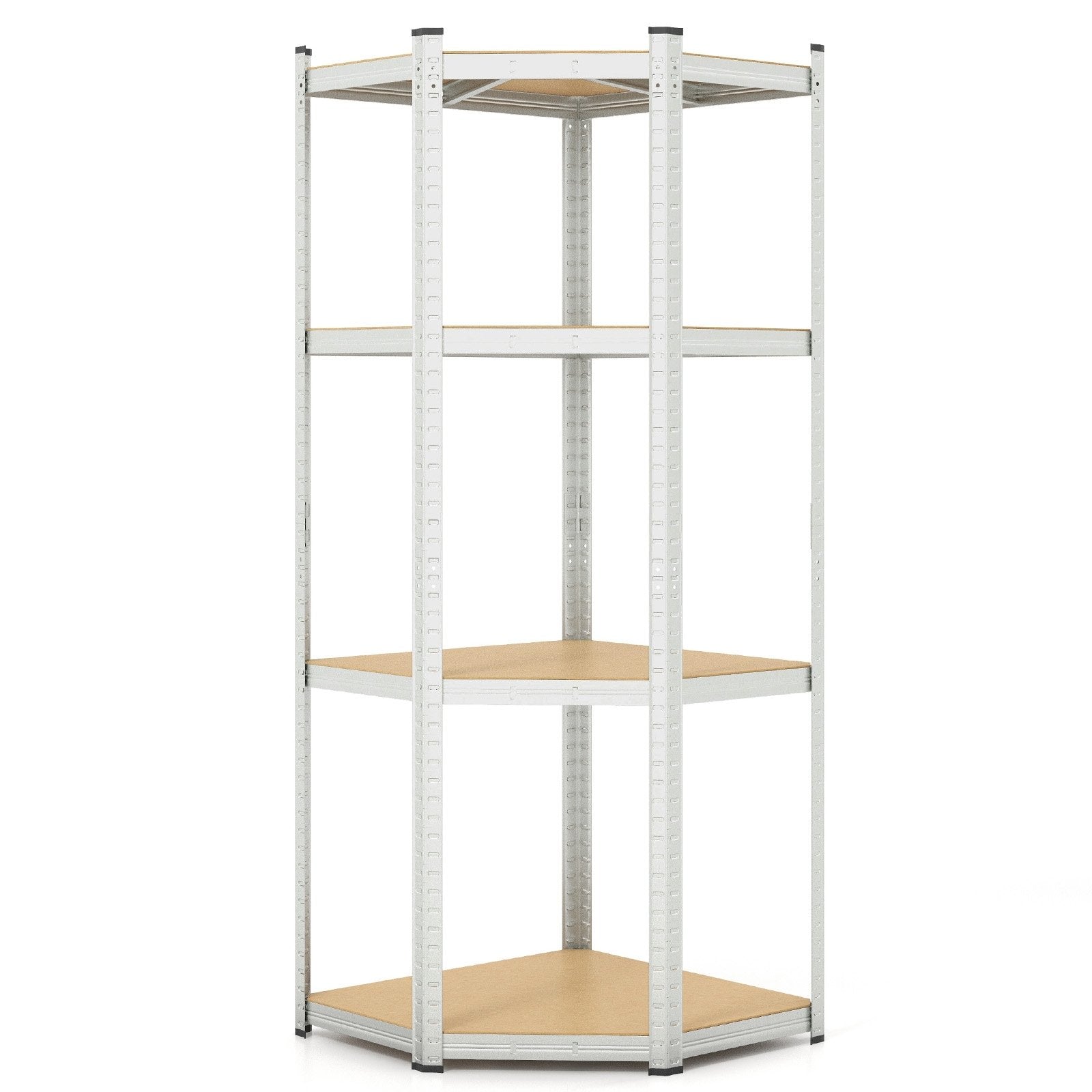 4-Tier Corner Shelving Unit Adjustable Garage Storage Utility Rack for Warehouse, Silver Garages Silver at Gallery Canada