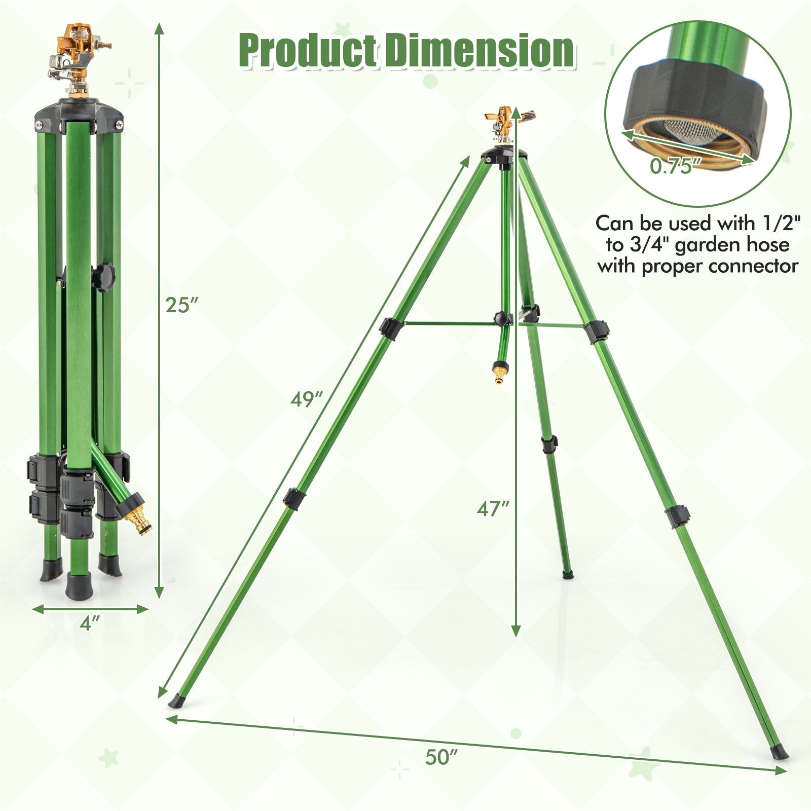 Impact Sprinkler on Tripod Base Set of 2 with 360 Degree Rotation-L, Green Watering & Irrigation   at Gallery Canada